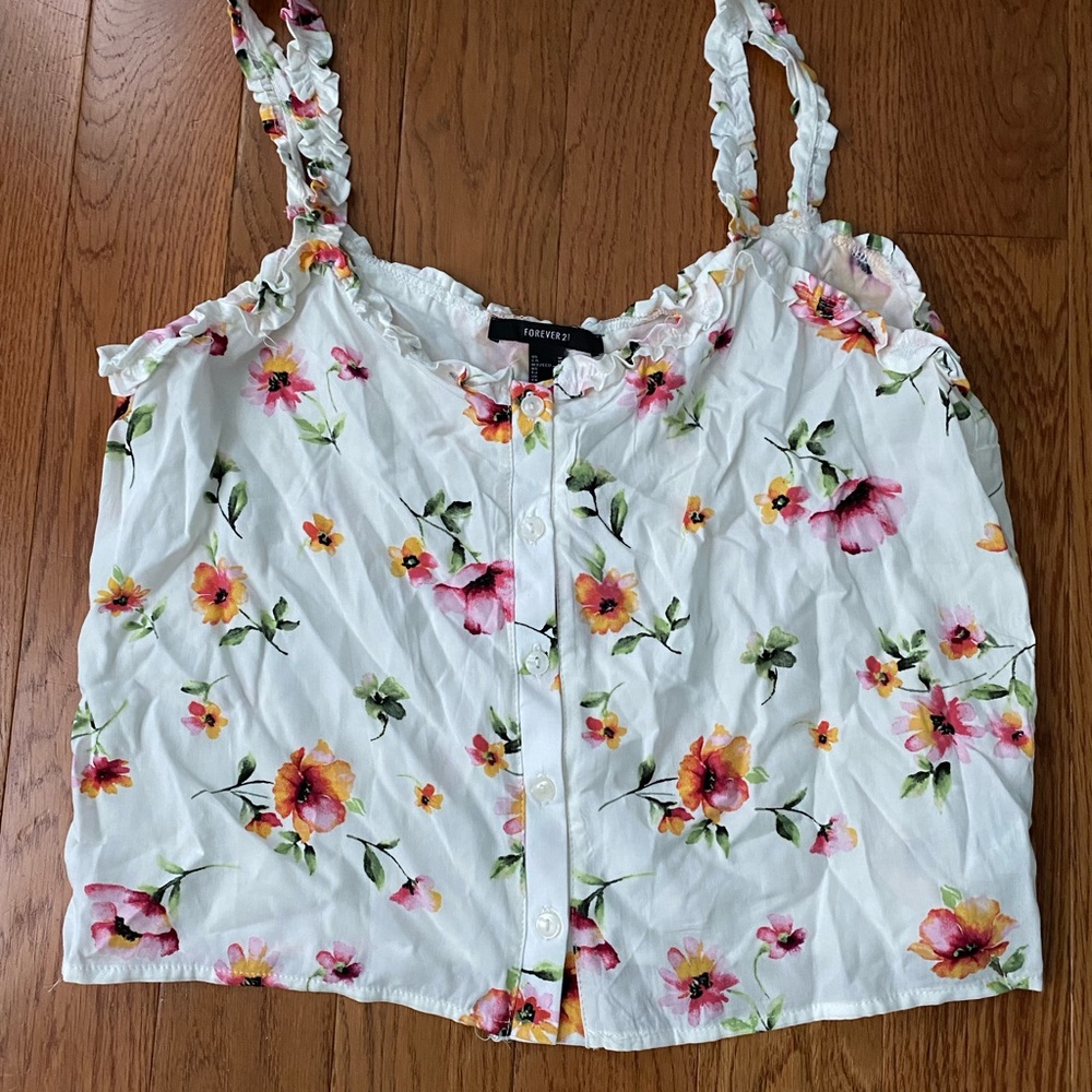 White flower print tank top